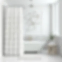 Elegant white fluffy shower curtain in a modern bathroom setting