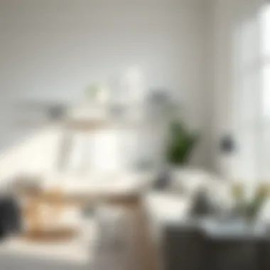 White Shelves in Minimalist Living Room Minimalist living room with white shelves and towel bars showcasing decorative items