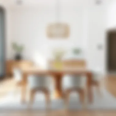 Modern Minimalism Contemporary wood dining table set in a minimalist dining space.