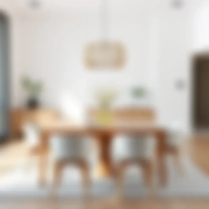 Modern Minimalism Contemporary wood dining table set in a minimalist dining space.