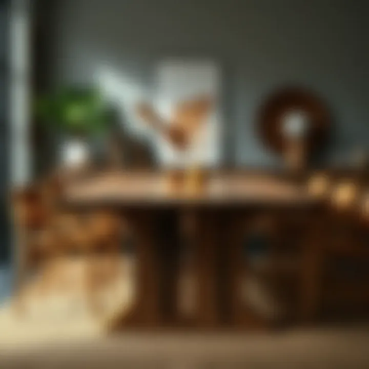 Eco-Friendly Design Sustainable wood dining table made from reclaimed materials.