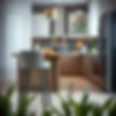 Elegant Fabric Stool in Modern Kitchen Elegantly designed fabric counter height stool in a modern kitchen setting