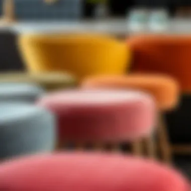 Diverse Fabrics for Counter Height Stools A variety of fabric textures and colors for counter height stools displayed together