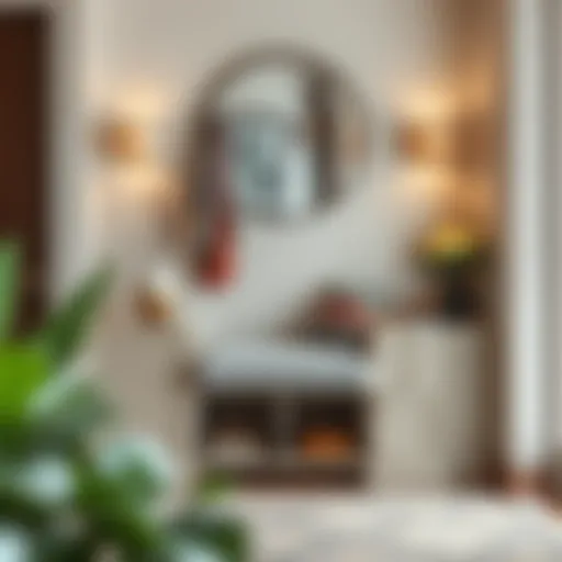 Elegant foyer bench with integrated storage compartments