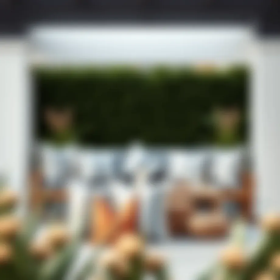 Elegant gray striped outdoor cushions arranged on a patio