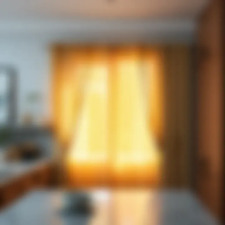 Functional Half Curtains in Kitchen Functional half curtains providing privacy and light