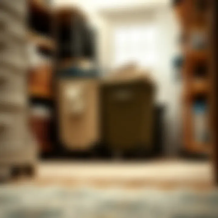 Organization Made Easy with Hampers on Casters Organizing tips with hampers on casters in a cluttered space