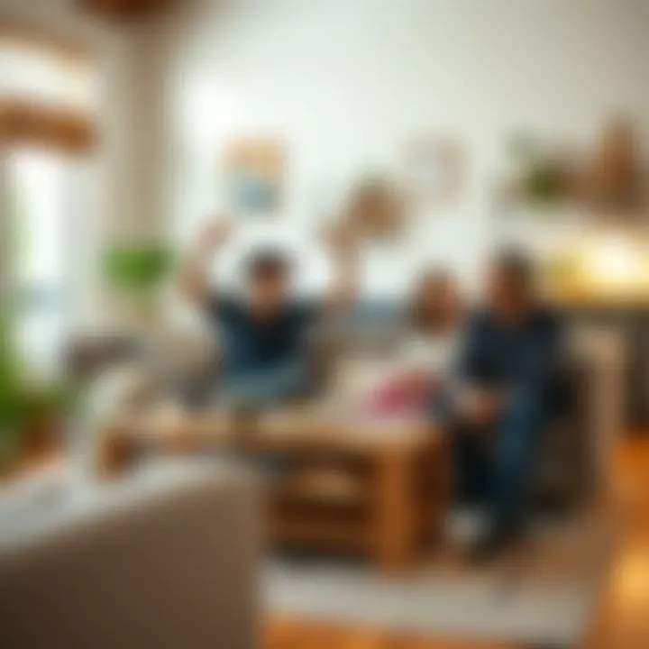 The Joy of Affordable Furniture Choices Happy family enjoying their new discount furniture at home