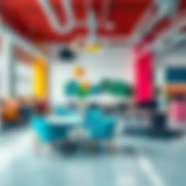 Creative Co-Working Space Creative co-working space with vibrant colors and flexible furniture
