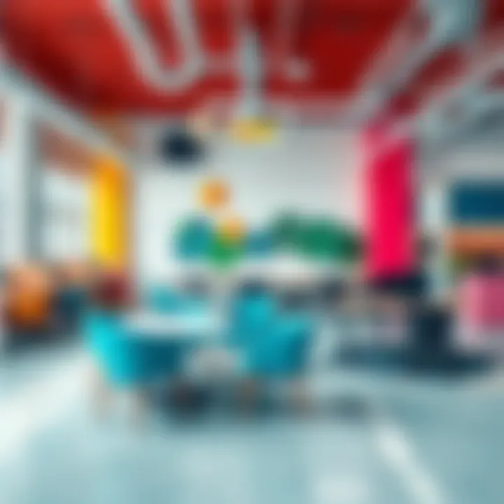 Creative Co-Working Space Creative co-working space with vibrant colors and flexible furniture