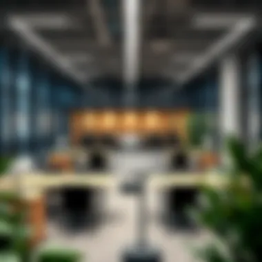 Collaborative Corporate Office Layout Corporate office layout showcasing collaborative furniture arrangements