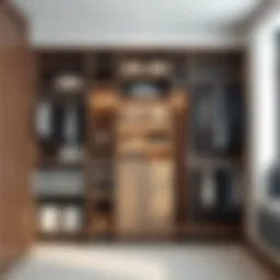 Sleek closet organization unit showcasing various compartments