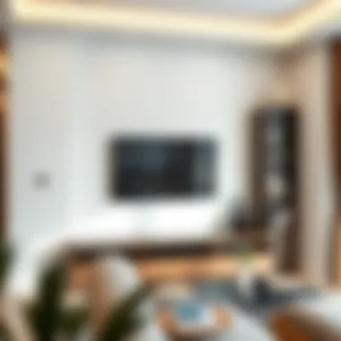 Minimalist Elegance in Wall TV Units Sleek minimalist wall TV unit with integrated shelving