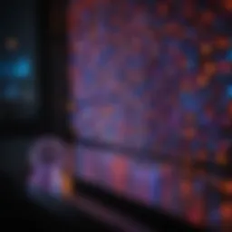 A close-up view of colorful LED bubble lights illuminating a dark room