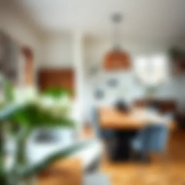 Stunning Dining Area with Live Edge Design A beautifully set dining area featuring a live edge butcher block counter