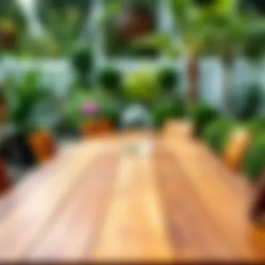 Well-Maintained Outdoor Table A well-maintained outdoor table set in a garden, demonstrating the results of proper stain care