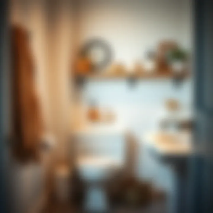 Functional and Decorative Arrangement Well-organized bathroom with decorative items on toilet shelves