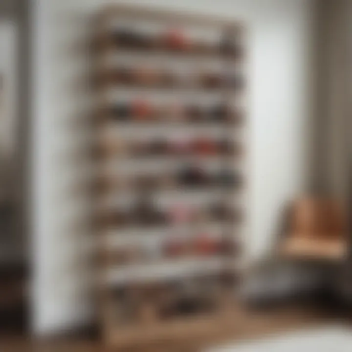 Stylish shoe organizer showcasing various shoe types