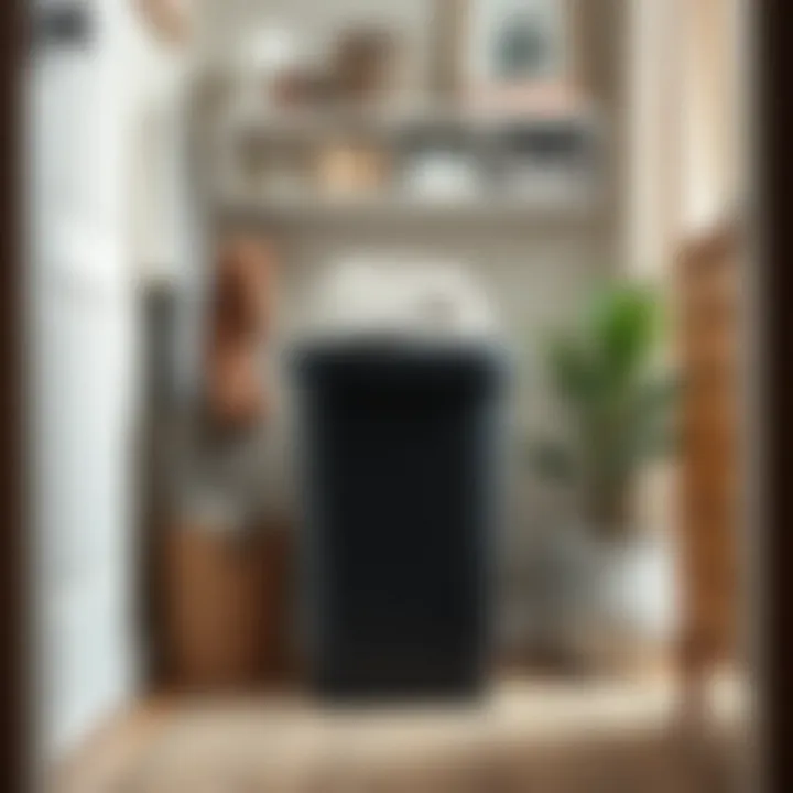 Organized room featuring a sleek black plastic hamper