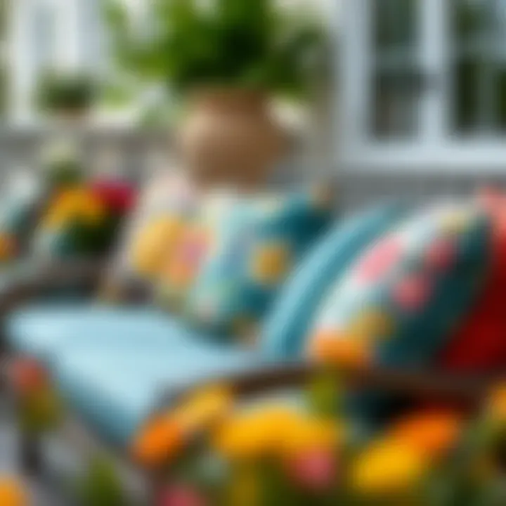 Colorful Outdoor Sofa Cushions Arranged Beautifully Colorful outdoor sofa cushions arranged beautifully