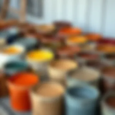 Selection of Outdoor Stains A selection of various outdoor stains in containers, highlighting color options and finishes