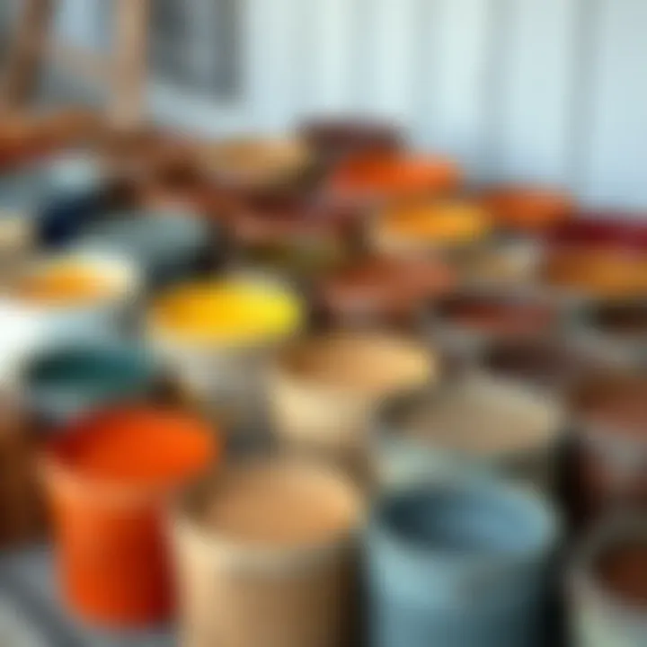 Selection of Outdoor Stains A selection of various outdoor stains in containers, highlighting color options and finishes