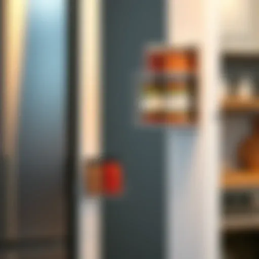 Spice Holder Elegance A sleek over the door spice holder with jars displaying vibrant spices
