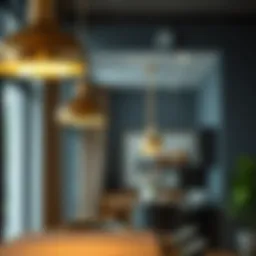 Elegant pendant lights illuminating a modern dining area