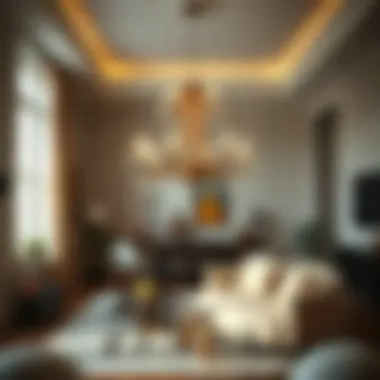 Chandelier as a Focal Point in Interior Design A stylish chandelier enhancing a sophisticated living room