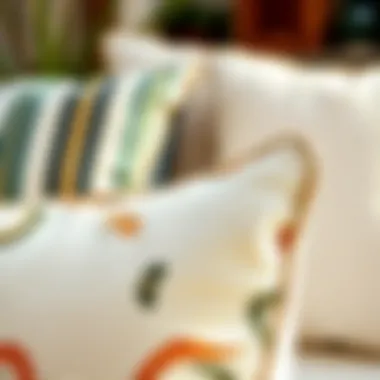 Close-up of high-quality outdoor pillow materials