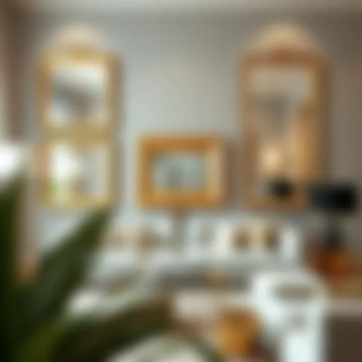 Stylish arrangement of gold mirrors in a modern decor