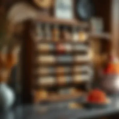 Embrace Rustic Charm with a Wooden Spice Rack Rustic wooden roll spice rack showcasing various spices