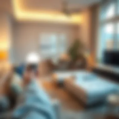 User controlling smart light bulbs with Google Home