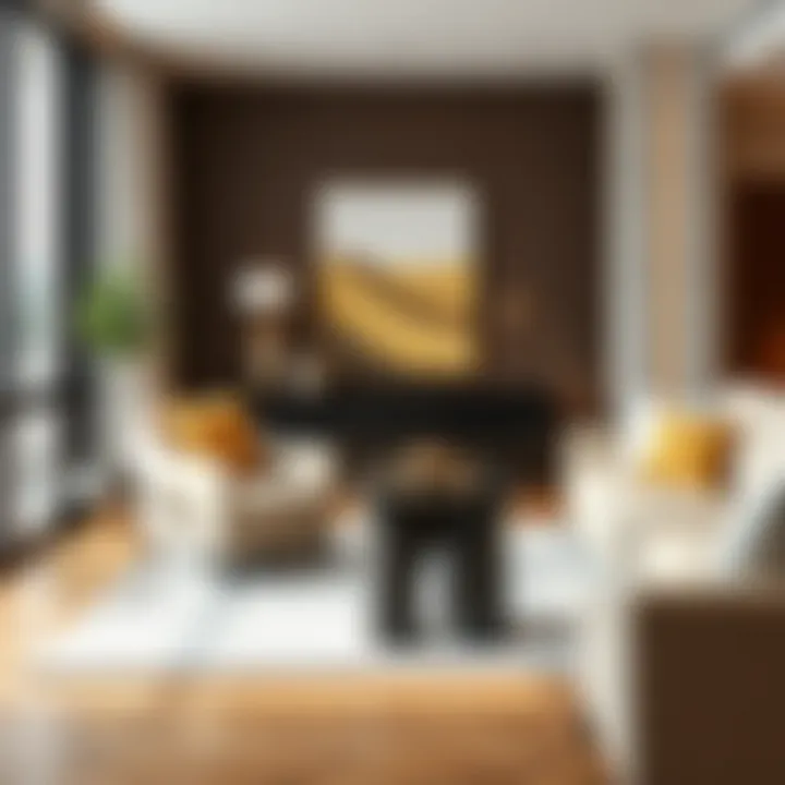 Chic Artistic Tall Table in Lounge Chic tall table with artistic design, positioned in a contemporary lounge.