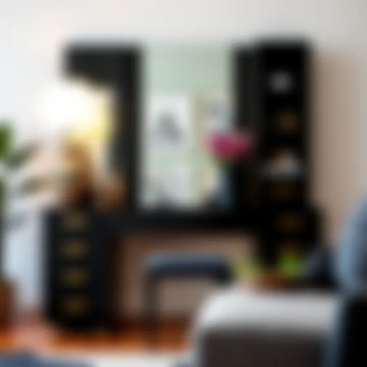 Trendy Black Vanity Desk Showcasing Elegant Accessories Trendy black vanity desk showcasing elegant accessories
