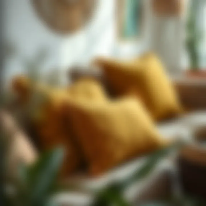 Stylish Olive Decorative Pillows in a Bohemian Setting Stylish olive decorative pillows in a bohemian setting