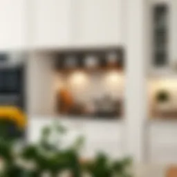 Elegant pot top storage solution integrated into kitchen cabinetry.