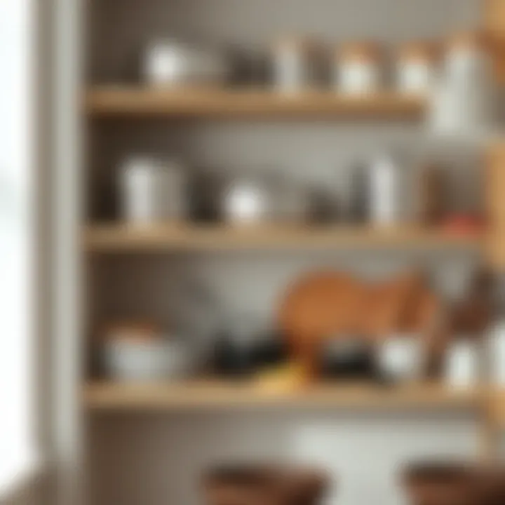 Open Shelving for Aesthetic Pot Top Display Stylish open shelving displaying pot tops attractively.