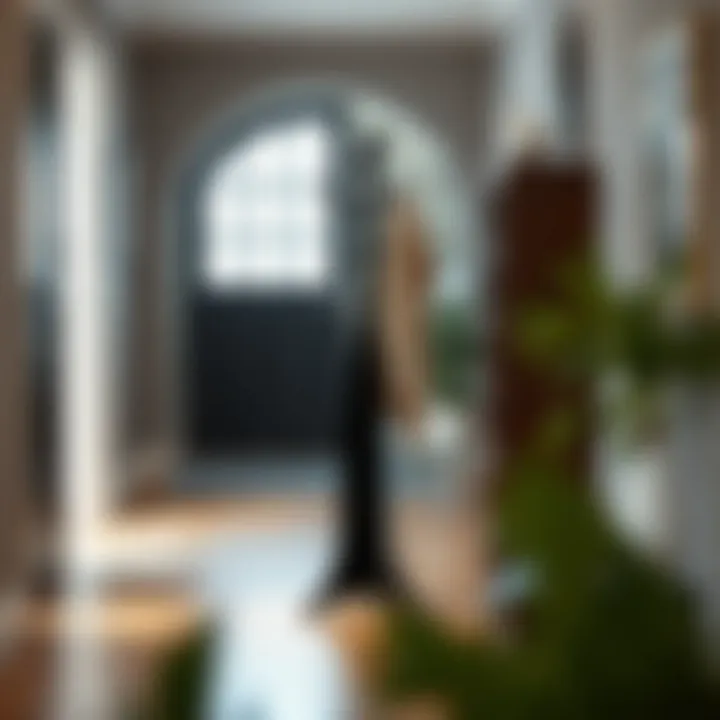 Contemporary Black Coat Tree Stand in Entryway A stylish black coat tree stand in a modern entryway