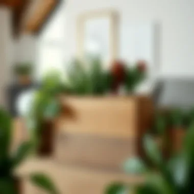 A rustic wooden blank planter adorned with natural textures and earthy tones