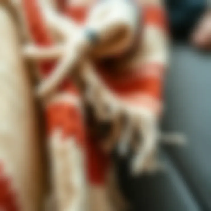 Textural Details of a Decorative Throw Close-up of texture and fabric patterns on a decorative throw