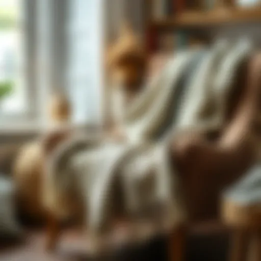 Luxurious Wool Throw in a Cozy Setting Luxurious wool throw draped over a cozy armchair