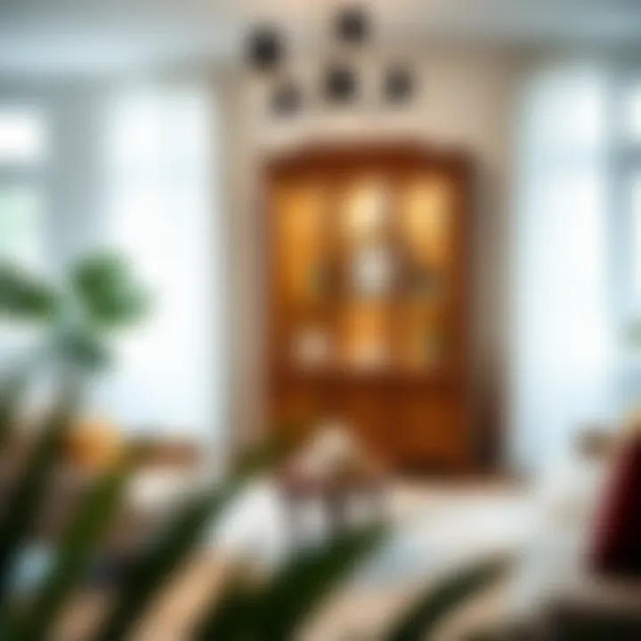 Modern Interior with Stylish Display Armoire Stylish display armoire in a modern interior setting