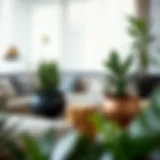 A sophisticated arrangement of large planter holders in a modern living room setting