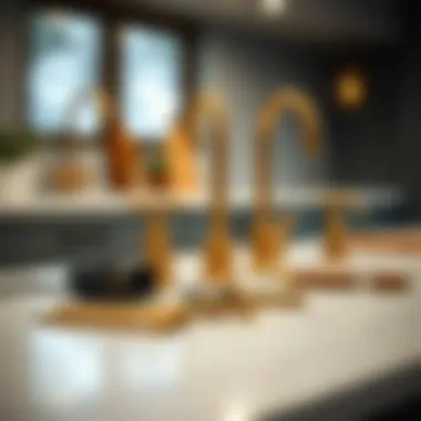 Installation Tools for Brass Faucets Brass faucet installation tools laid out on a countertop