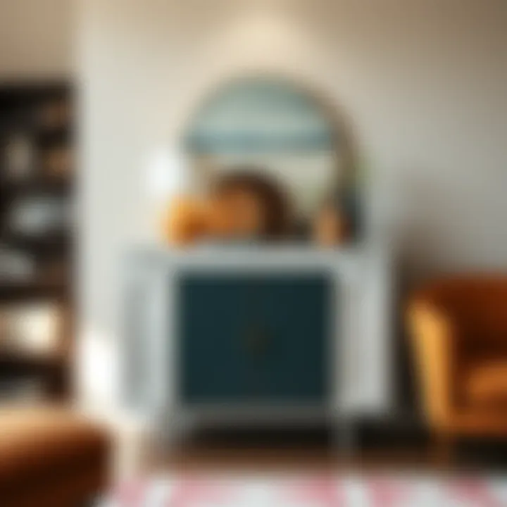 Chic Design: Mini Buffet Cabinet with Material Variety Chic mini buffet cabinet featuring a blend of materials