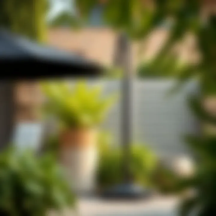 Variety of materials used in garden umbrella stands