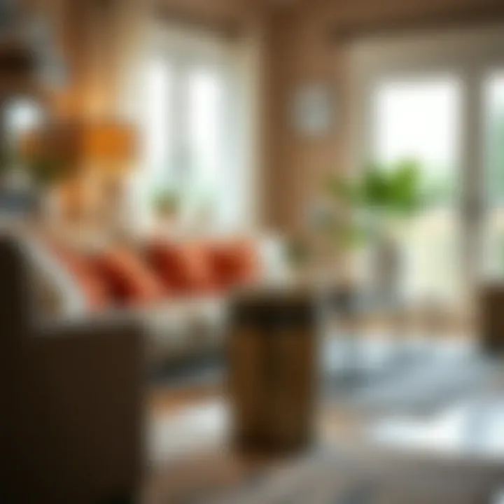 Enhancing Living Room Aesthetics A tiny trash can with a lid in a stylish living room, emphasizing its role in home organization.