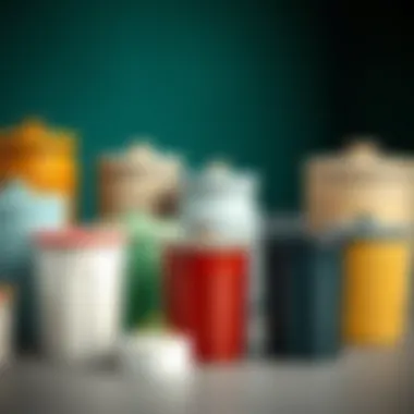 Diverse Styles and Materials A variety of tiny trash cans with lids displayed in different colors and materials, highlighting diversity in styles.