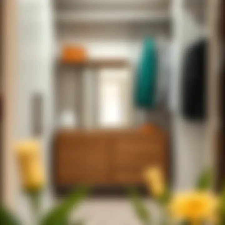 Stylish low dresser integrated into a modern closet